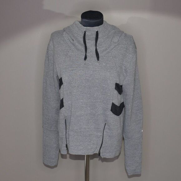Alo Yoga Heather Grey Drift Mesh Panel Pull Over Hoodie Sz M - Picture 2 of 6